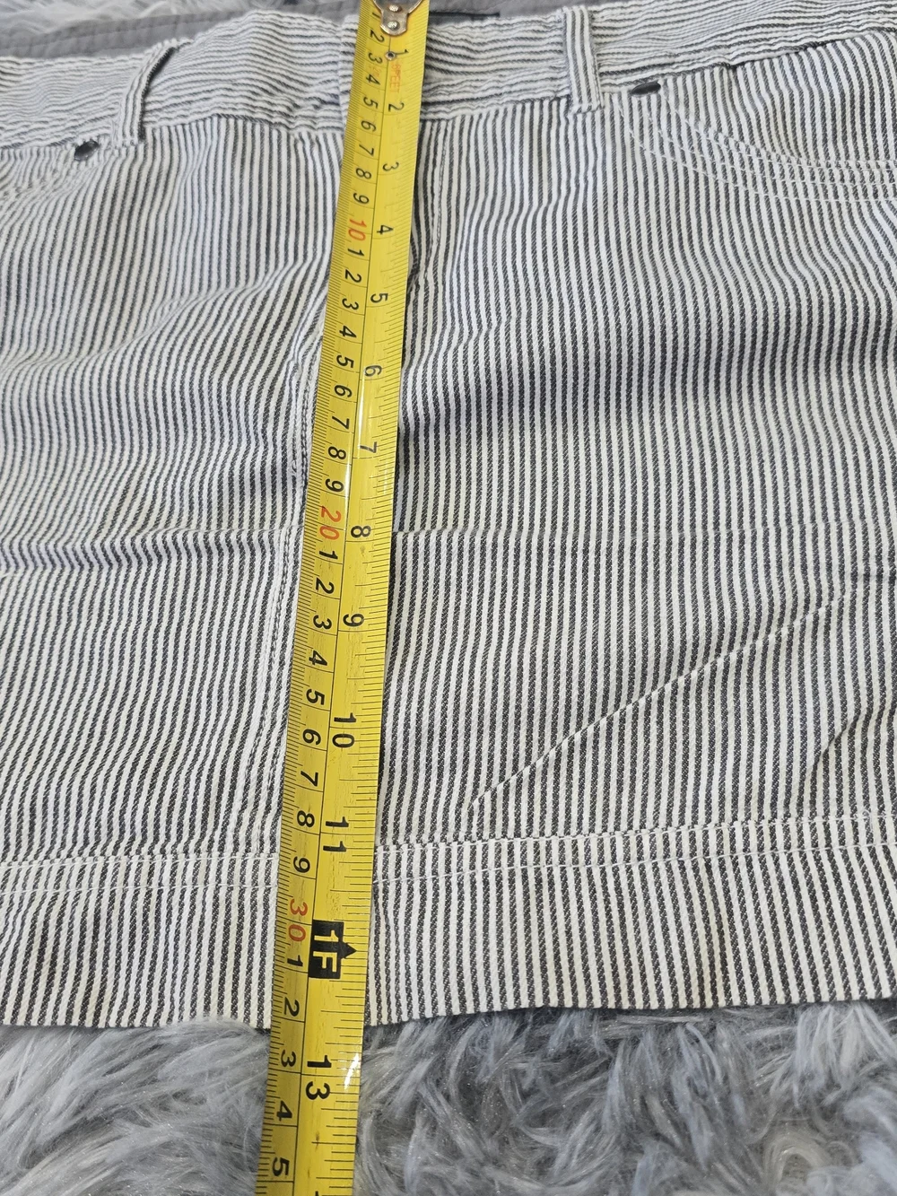 Only White and Dark Gray Pinstripe Mini Skirt, 100% Cotton